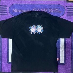 Black and blue skater Rick and Morty streetwear XL tee with cool graphics